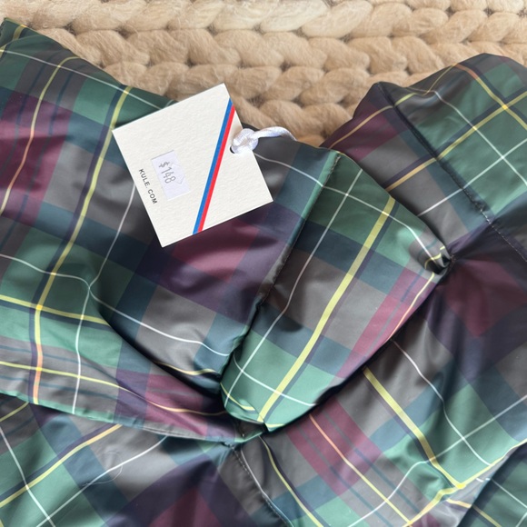 KULE Plaid pull-through puffer scarf in Ralph Lauren colors! Green& purple - Picture 2 of 4